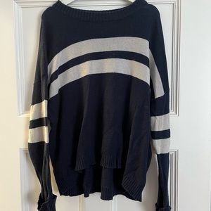 American Eagle navy blue and white stripped sweater